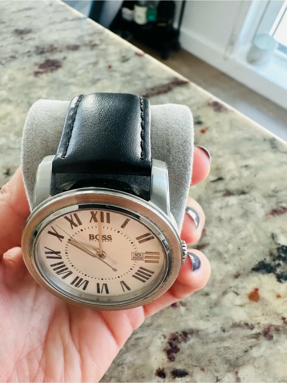 Boss Stainless Steel Watch with Black Leather Strap - Picture 2 of 10